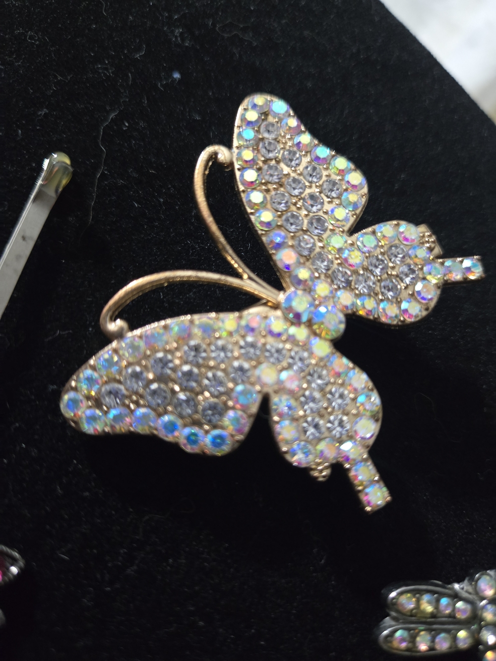 Vintage Butterfly & Dragonfly Hair Clips - Multicolor Rhinestone Accents - Picture 4 of 6